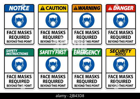 Face Masks Required Beyond This Point Sign Isolate On White Background Stock Vector