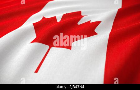 Flag of Canada on wrinkled fabric. 3d Render