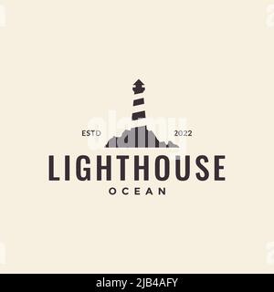 simple hipster lighthouse logo design vector graphic symbol icon illustration creative idea Stock Vector