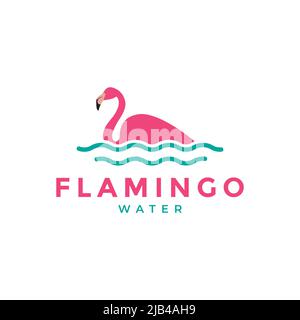 colorful bird flamingo swimming logo design vector graphic symbol icon illustration creative idea Stock Vector