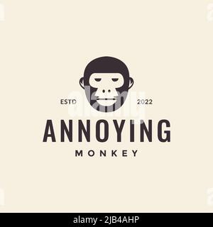annoying head monkey logo design vector graphic symbol icon illustration creative idea Stock Vector