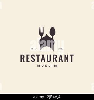 dome with fork and spoon restaurant logo design vector graphic symbol icon illustration creative idea Stock Vector