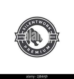 badge with head leopard tiger logo design vector graphic symbol icon illustration creative idea Stock Vector