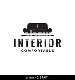 interior long sofa long minimalist logo design vector graphic symbol icon illustration creative idea Stock Vector