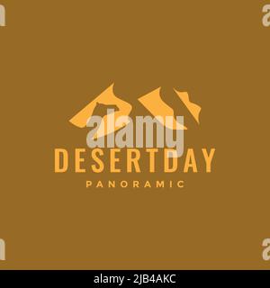 hill desert with camel logo design vector graphic symbol icon illustration creative idea Stock Vector