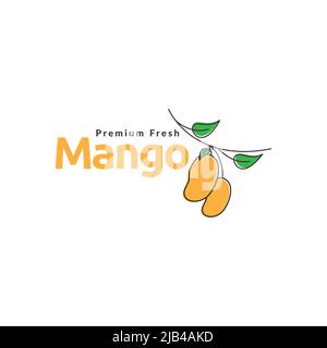 line abstract branch orange mango logo design vector graphic symbol icon illustration creative idea Stock Vector