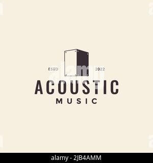 hipster acoustic cajon logo design vector graphic symbol icon illustration creative idea Stock Vector