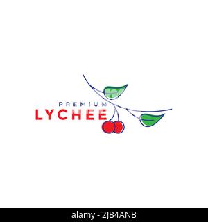 line abstract branch lychee logo design vector graphic symbol icon illustration creative idea Stock Vector
