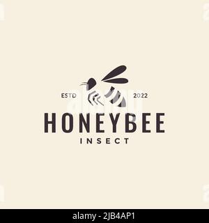 flying honey bee hipster logo design vector graphic symbol icon illustration creative idea Stock Vector