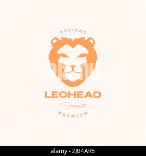 orange head lion minimal logo design vector graphic symbol icon illustration creative idea Stock Vector