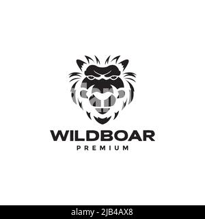 black head wild boar logo design vector graphic symbol icon illustration creative idea Stock Vector