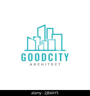 minimalist line city full of buildings logo design vector graphic symbol icon illustration creative idea Stock Vector