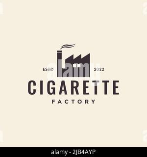 cigarette industry factory hipster logo design vector graphic symbol icon illustration creative idea Stock Vector
