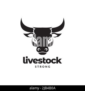 black head strong cow cattle logo design vector graphic symbol icon illustration creative idea Stock Vector