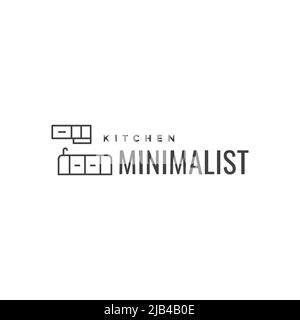 line minimalist kitchen space logo design vector graphic symbol icon illustration creative idea Stock Vector