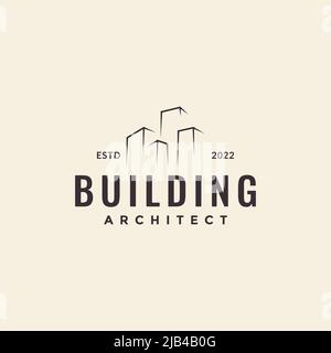 minimalist building structure architect hipster logo design vector graphic symbol icon illustration creative idea Stock Vector