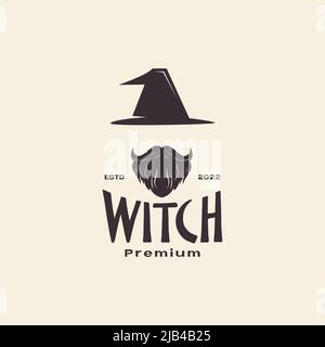 vintage old man beard mustache hat witch logo design vector graphic symbol icon illustration creative idea Stock Vector