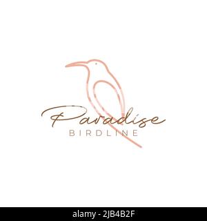 continuous line beautiful hummingbird logo design vector graphic symbol icon illustration creative idea Stock Vector