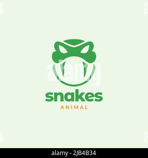 head green snake with fangs logo design vector graphic symbol icon illustration creative idea Stock Vector