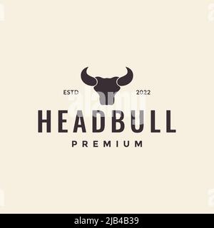 hipster head cow or bull buffalo logo design vector graphic symbol icon illustration creative idea Stock Vector
