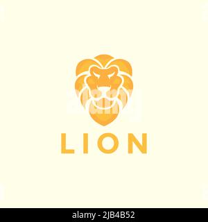 head orange gradient lion strong logo design vector graphic symbol icon illustration creative idea Stock Vector