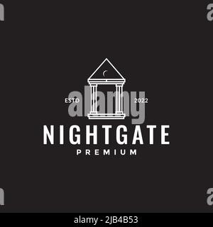 old monument pillar gate night logo design vector graphic symbol icon illustration creative idea Stock Vector