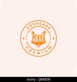 simple head fox orange badge logo design vector graphic symbol icon illustration creative idea Stock Vector