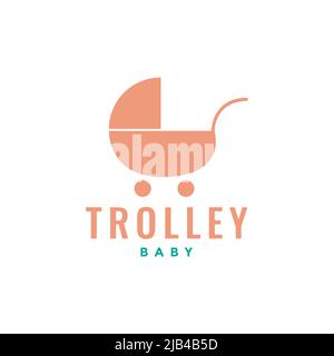 simple flat baby trolley logo design vector graphic symbol icon illustration creative idea Stock Vector