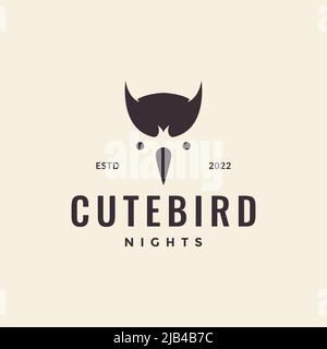 hipster cute bird night owl logo design vector graphic symbol icon illustration creative idea Stock Vector