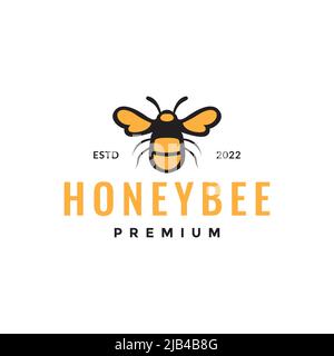 colored hipster honey bee orange logo design vector graphic symbol icon illustration creative idea Stock Vector