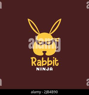 head cartoon rabbit ninja logo design vector graphic symbol icon illustration creative idea Stock Vector