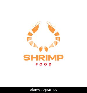 flat minimal seafood shrimp logo design vector graphic symbol icon illustration creative idea Stock Vector