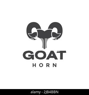 head goat modern unique horn logo design vector graphic symbol icon illustration creative idea Stock Vector