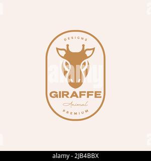 head minimal giraffe badge logo design vector graphic symbol icon illustration creative idea Stock Vector