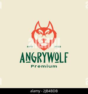 colored vintage angry wolf head logo design vector graphic symbol icon illustration creative idea Stock Vector
