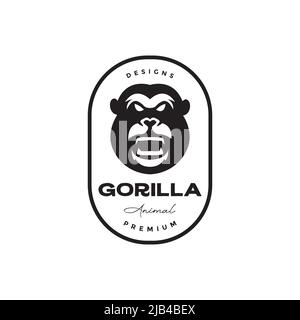 vintage badge with angry gorilla monkey logo design vector graphic symbol icon illustration creative idea Stock Vector