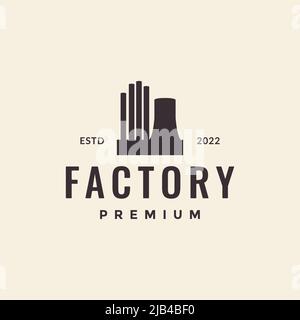 simple silhouette factory industry hipster logo design vector graphic symbol icon illustration creative idea Stock Vector