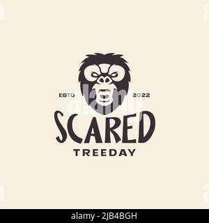 vintage forest monkey gorilla head logo design vector graphic symbol icon illustration creative idea Stock Vector
