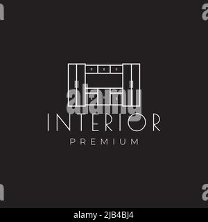 line minimalist modern interior cupboard logo design vector graphic symbol icon illustration creative idea Stock Vector