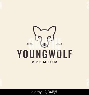 head young wolf hipster logo design vector graphic symbol icon illustration creative idea Stock Vector