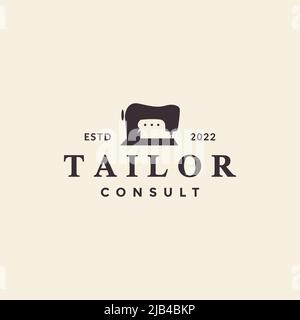 traditional sewing machine with talk logo design vector graphic symbol icon illustration creative idea Stock Vector