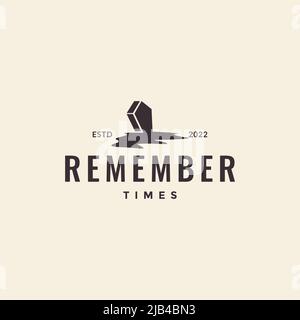 grave stone hipster logo design vector graphic symbol icon illustration creative idea Stock Vector