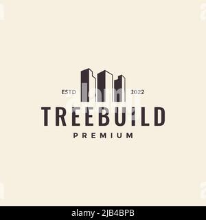 three building skyscraper hipster logo design vector graphic symbol icon illustration creative idea Stock Vector