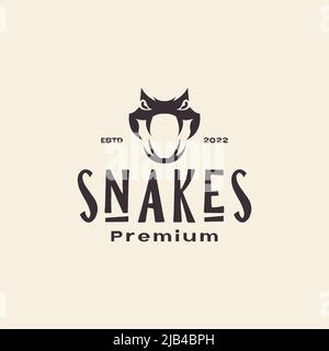 head teeth cobra snake vintage logo design vector graphic symbol icon illustration creative idea Stock Vector