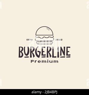 simple line minimal food hamburger vintage logo design vector graphic symbol icon illustration creative idea Stock Vector