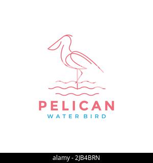 simple minimal line bird pelican water logo design vector graphic symbol icon illustration creative idea Stock Vector