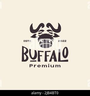 strong head buffalo livestock cattle retro logo design vector graphic symbol icon illustration creative idea Stock Vector