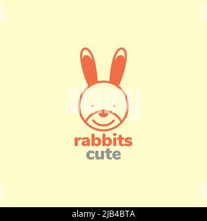 head cute cartoon rabbit long ears logo design vector graphic symbol icon illustration creative idea Stock Vector