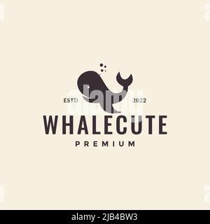 whale minimal jump hipster logo design vector graphic symbol icon illustration creative idea Stock Vector
