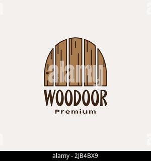 colored vintage wood door traditional logo design vector graphic symbol icon illustration creative idea Stock Vector